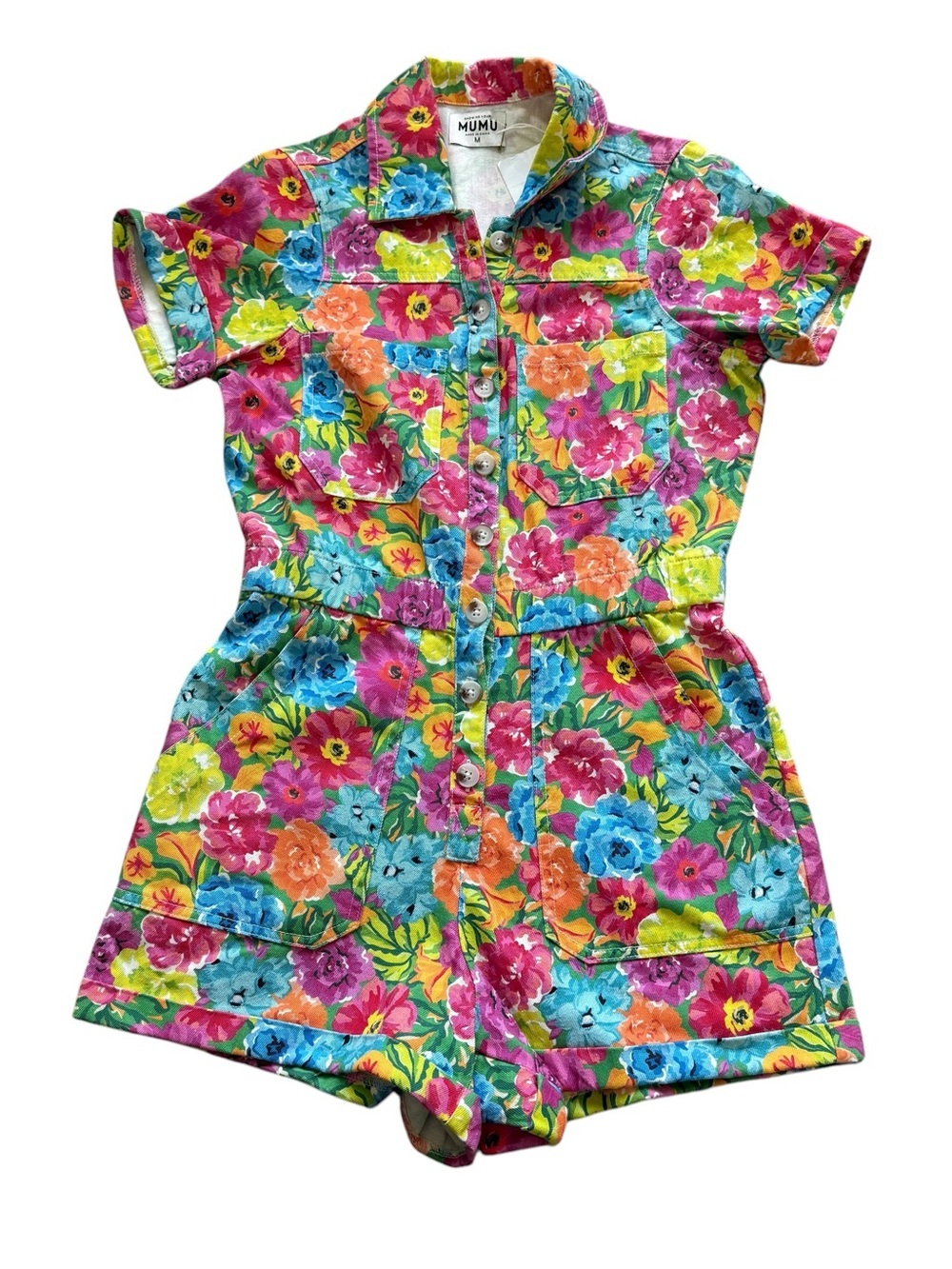 Show Me Your Mumu Cannon Romper Bright Floral Soiree Cotton NWT Size M Western